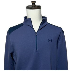 Under Armour Golf Pullover Mens Large Purple Blue Loose Fit 1/4 Zip Sweatshirt
